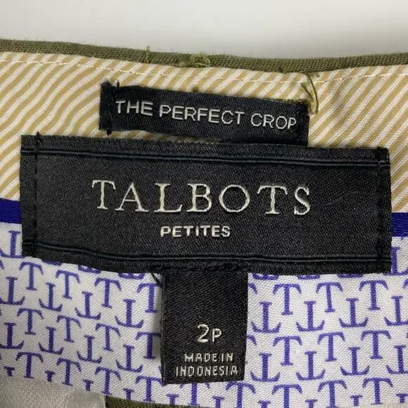 Talbots Perfect Crop Women’s Pants Slim Leg Loden Frost Olive Green Size 2P - Picture 5 of 10